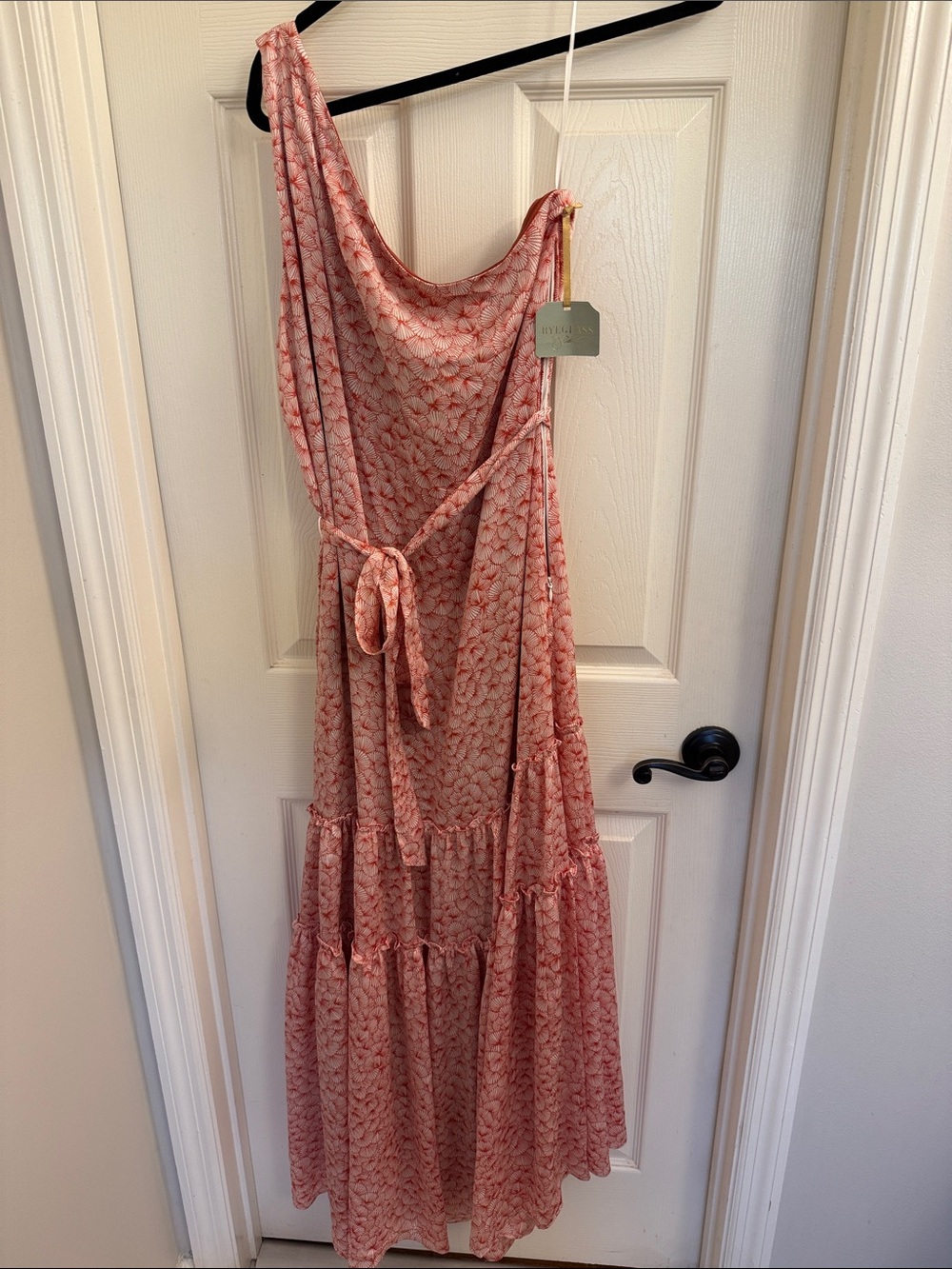 One-Shoulder Coral Shell Dress - Picture 1 of 5